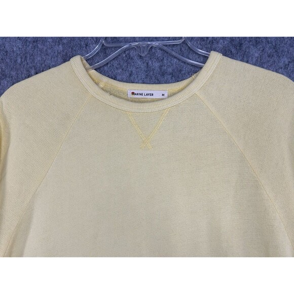Marine Layer Distressed Sweatshirt Sweater Womens M Yellow Terry Cotton Crewneck - Picture 2 of 11